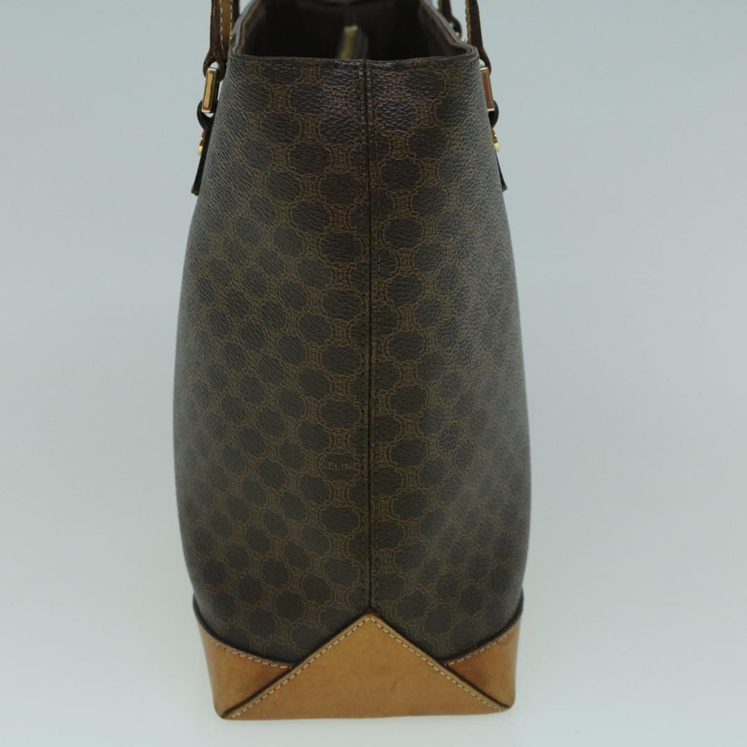 Celine Macadam Canvas Hand Bag PVC Leather Brown  59527