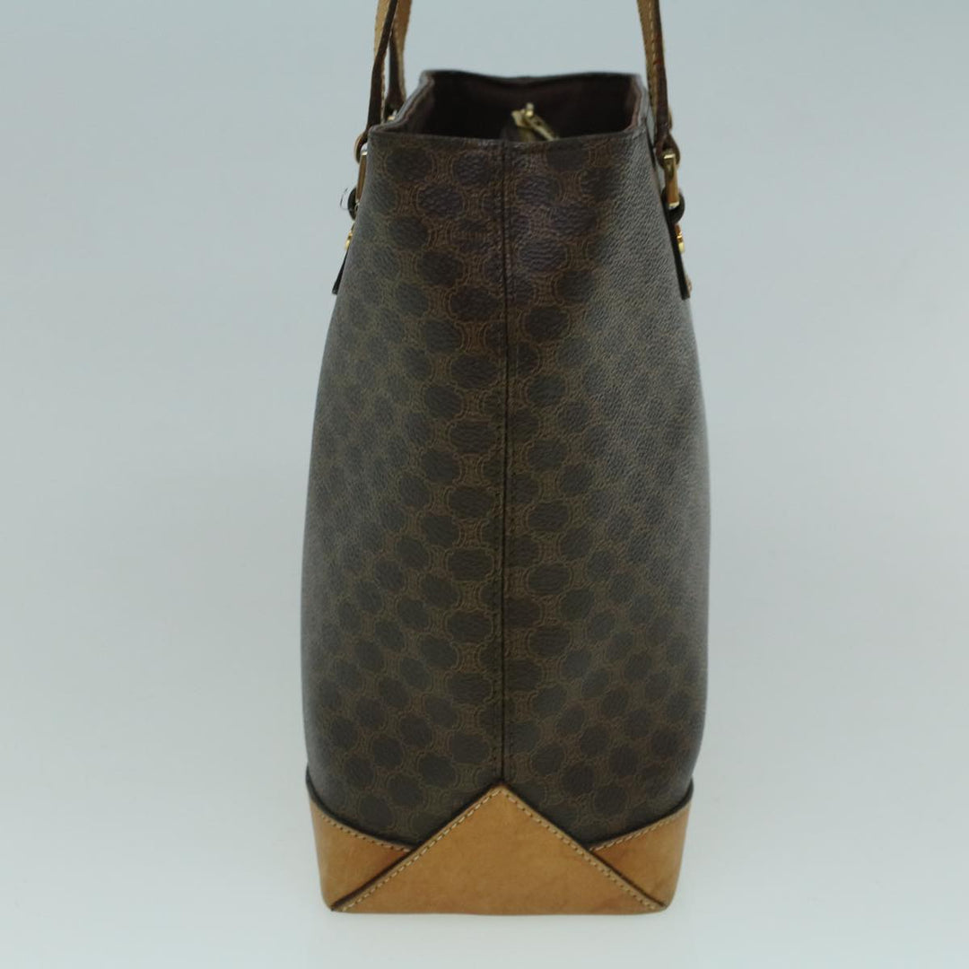 Celine Macadam Canvas Hand Bag PVC Leather Brown  59527