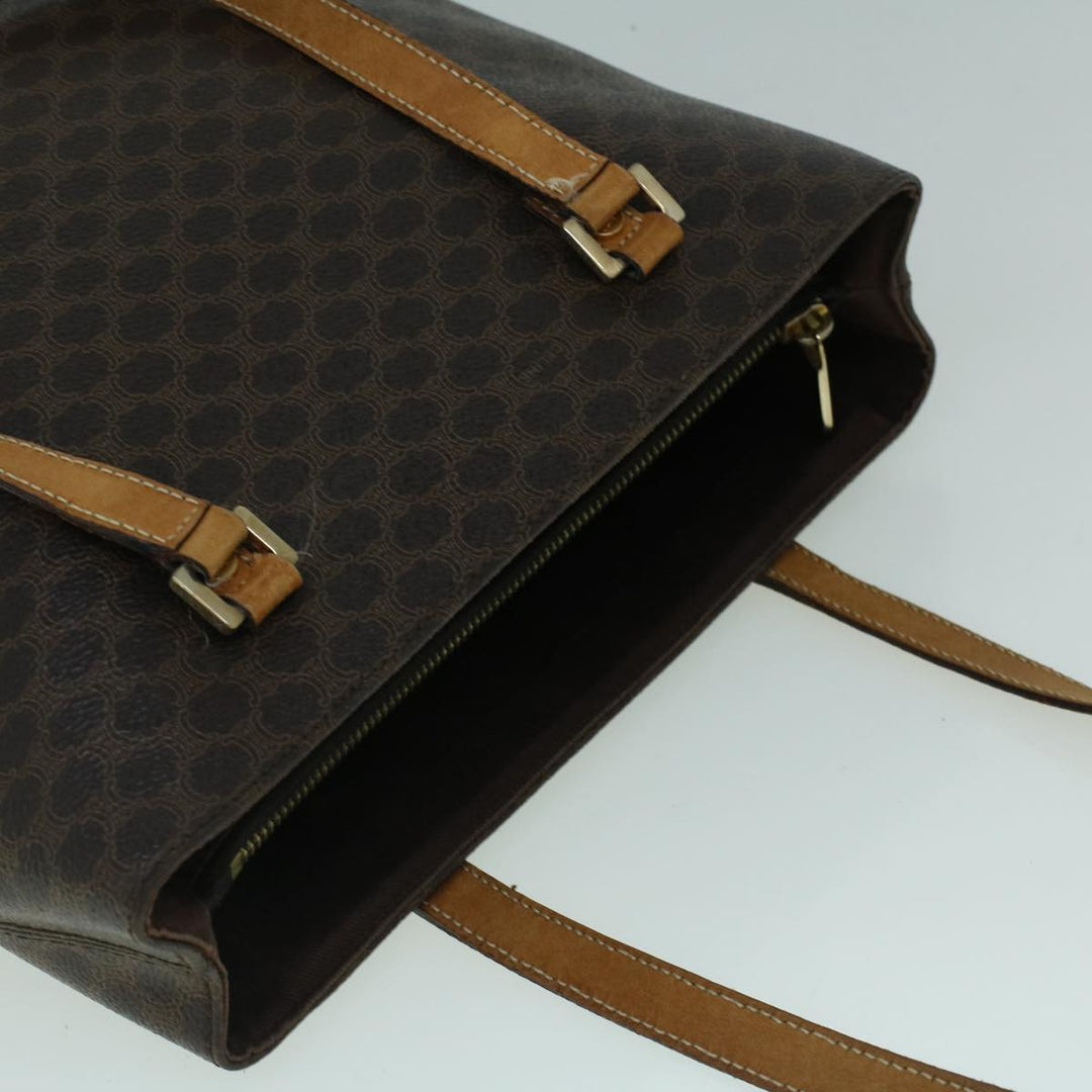 Celine Macadam Canvas Hand Bag PVC Leather Brown  59527