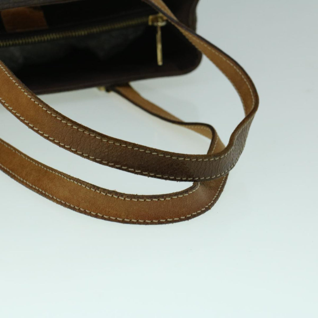 Celine Macadam Canvas Hand Bag PVC Leather Brown  59527