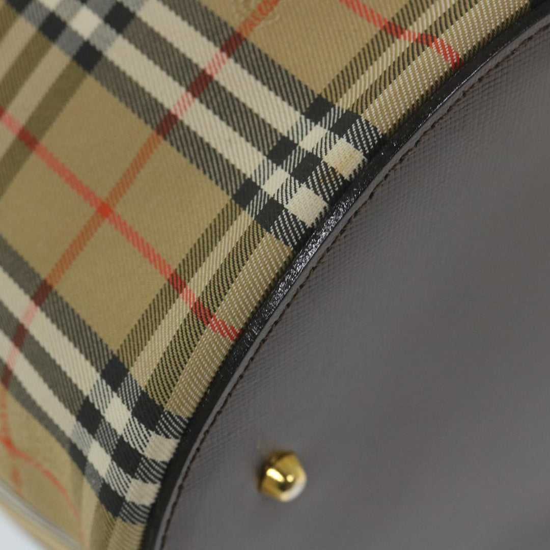 BURBERRYSs Nova Check Vanity Cosmetic Pouch Nylon Canvas Beige Auth 59563