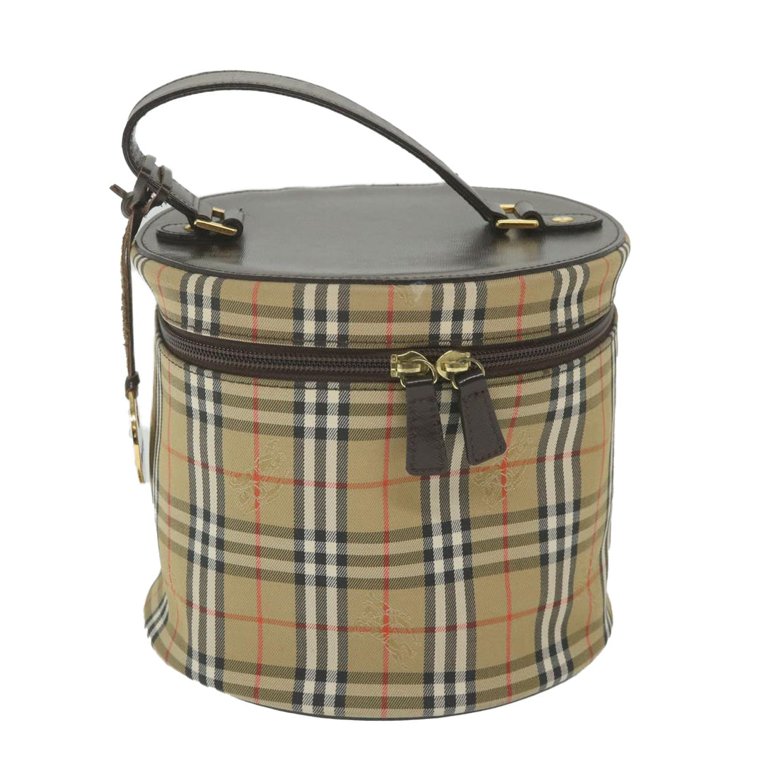 BURBERRYSs Nova Check Vanity Cosmetic Pouch Nylon Canvas Beige Auth 59563