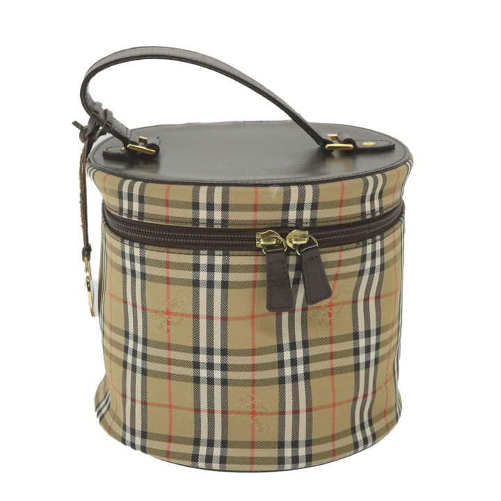 BURBERRYSs Nova Check Vanity Cosmetic Pouch Nylon Canvas Beige Auth 59563