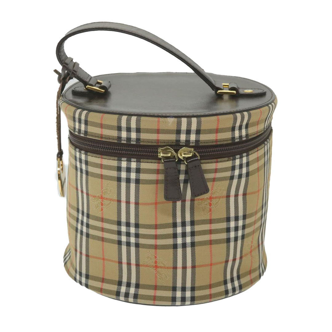 BURBERRYSs Nova Check Vanity Cosmetic Pouch Nylon Canvas Beige Auth 59563
