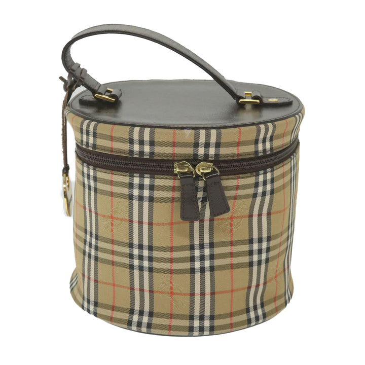 BURBERRYSs Nova Check Vanity Cosmetic Pouch Nylon Canvas Beige Auth 59563