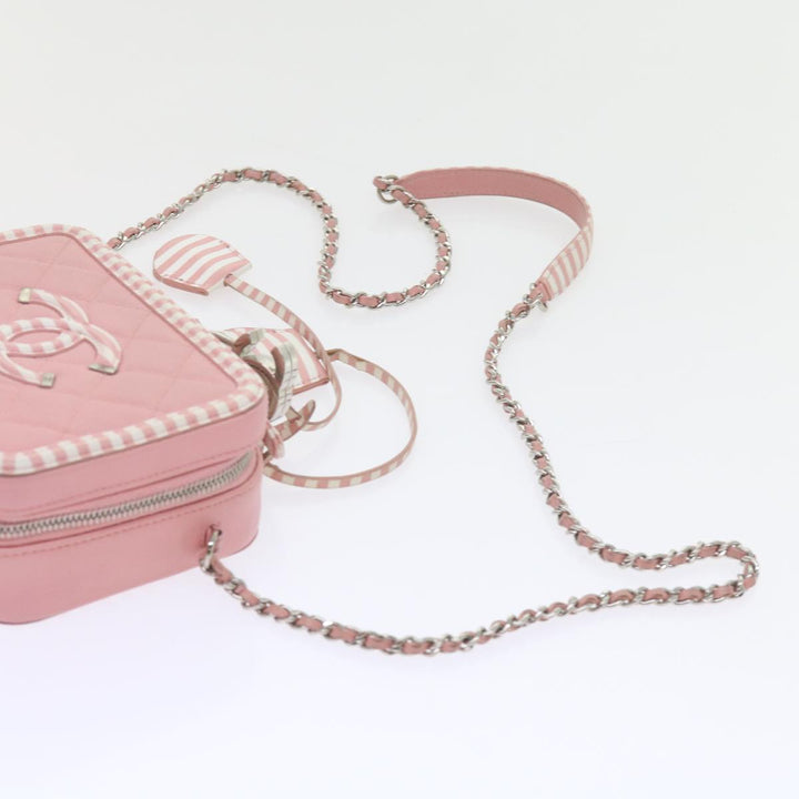 Chanel Matelasse Chain Shoulder Bag Caviar Skin Wine Red CC Auth 59605A