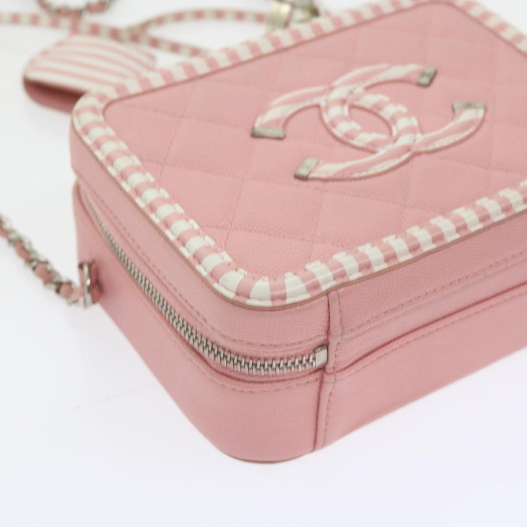Chanel Matelasse Chain Shoulder Bag Caviar Skin Wine Red CC Auth 59605A
