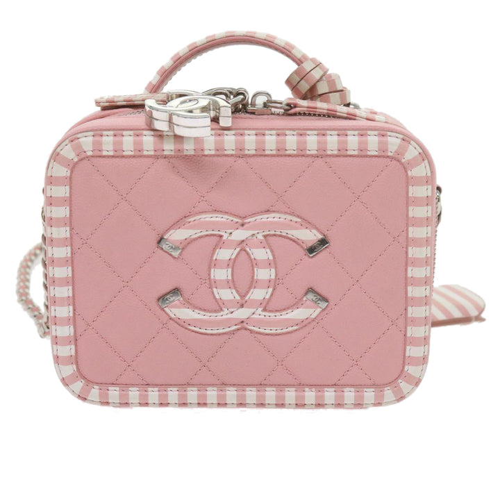 Chanel Matelasse Chain Shoulder Bag Caviar Skin Wine Red CC Auth 59605A