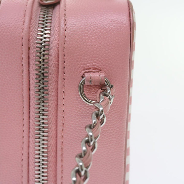 Chanel Matelasse Chain Shoulder Bag Caviar Skin Wine Red CC Auth 59605A