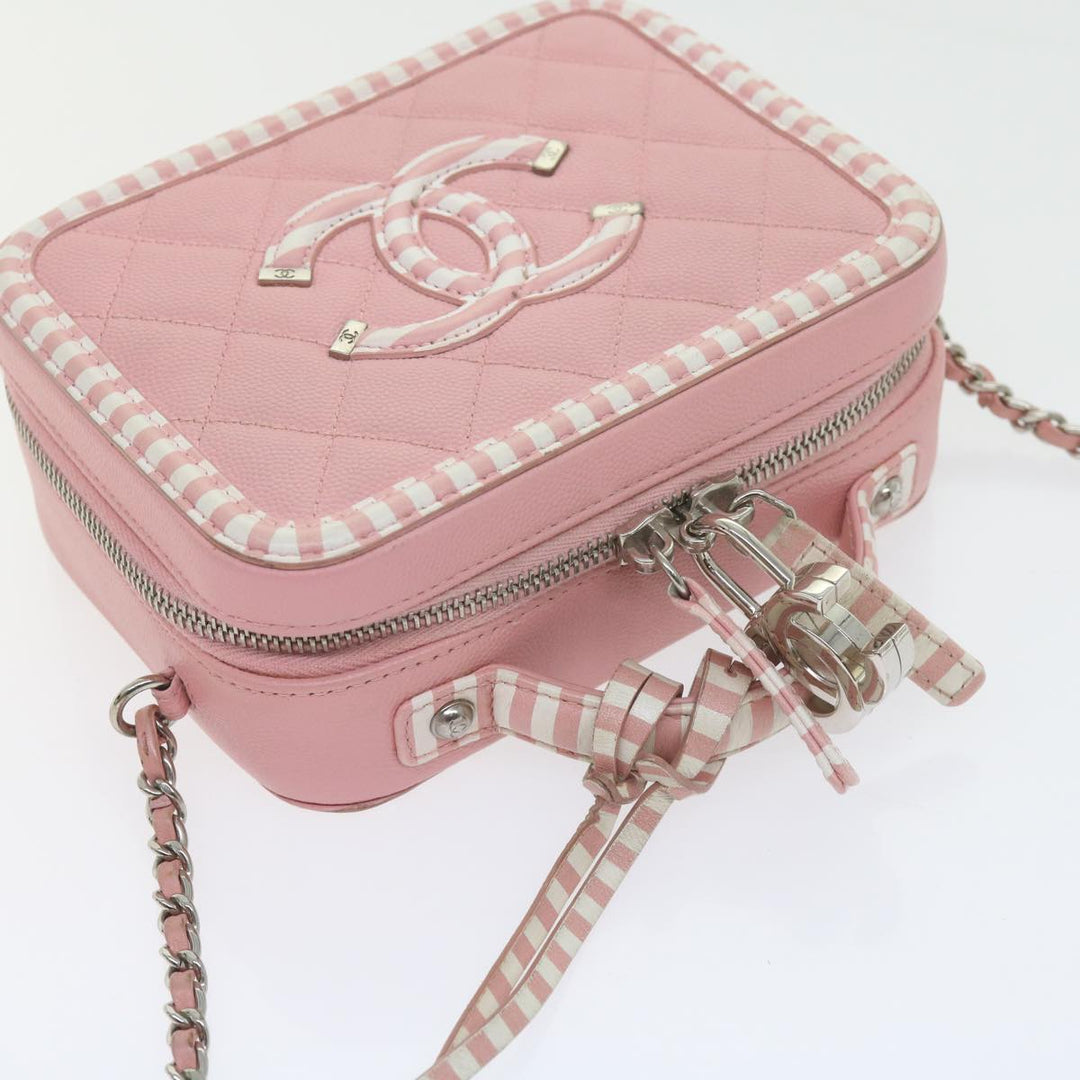 Chanel Matelasse Chain Shoulder Bag Caviar Skin Wine Red CC Auth 59605A