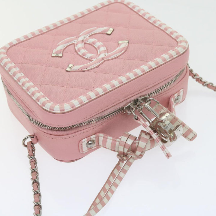 Chanel Matelasse Chain Shoulder Bag Caviar Skin Wine Red CC Auth 59605A