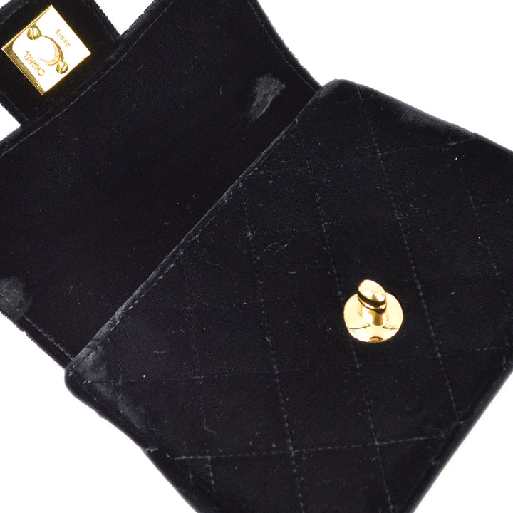 Top Quality Chanel 1994-1996 Black Velvet Classic Flap Micro Handbag