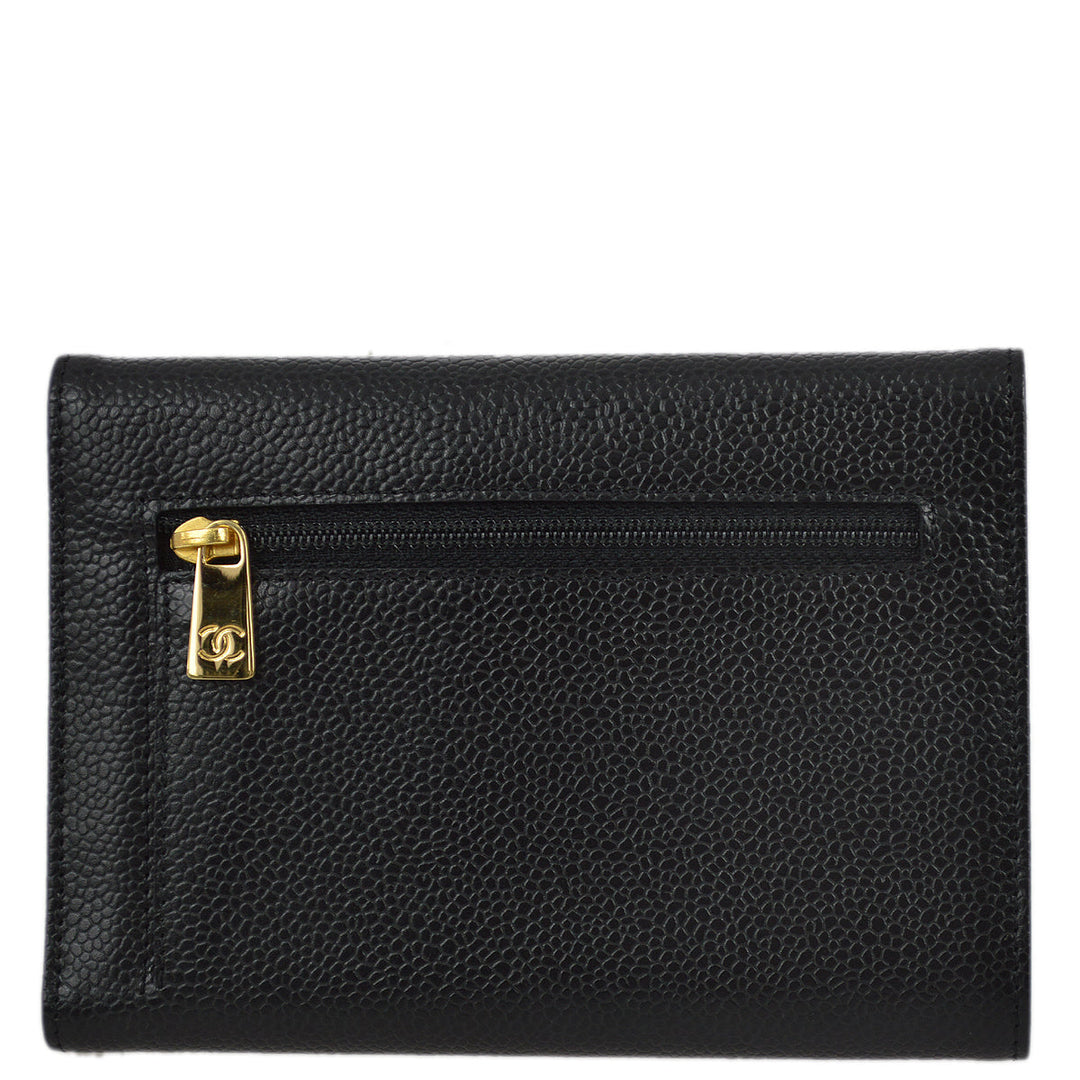 Top Quality Chanel 2005-2006 Black Caviar Timeless Trifold Wallet