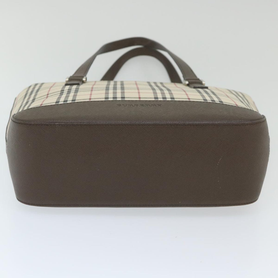 Burberry Nova Check Tote Bag Nylon Beige Auth 59816