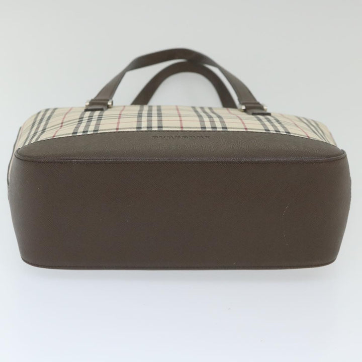 Burberry Nova Check Tote Bag Nylon Beige Auth 59816