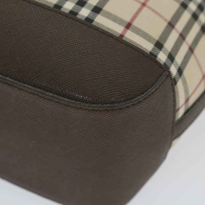 Burberry Nova Check Tote Bag Nylon Beige Auth 59816