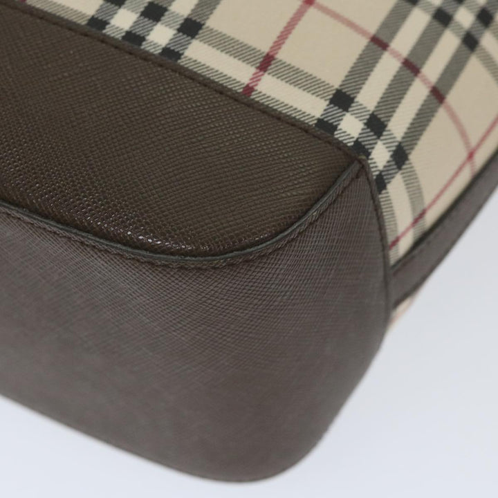 Burberry Nova Check Tote Bag Nylon Beige Auth 59816