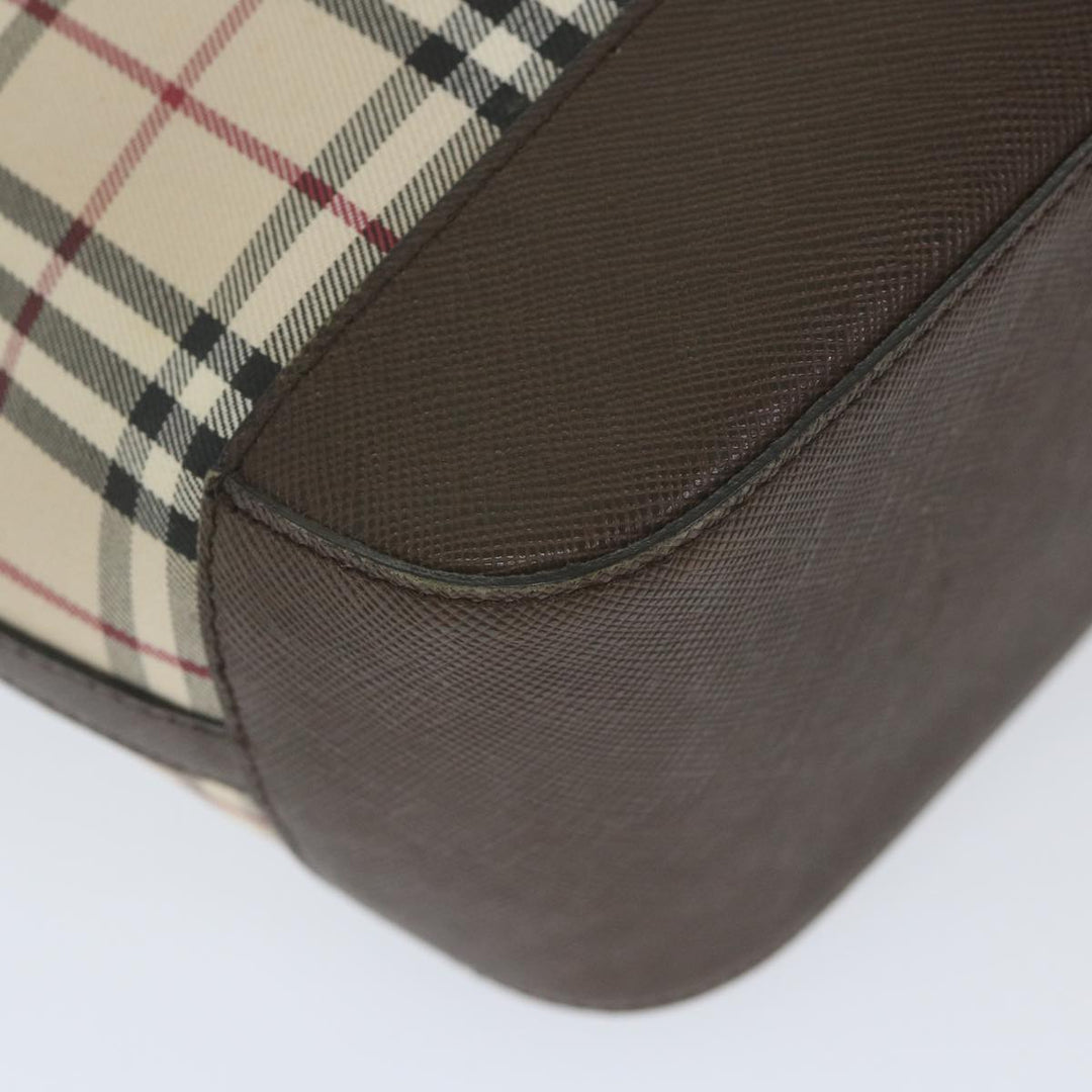 Burberry Nova Check Tote Bag Nylon Beige Auth 59816