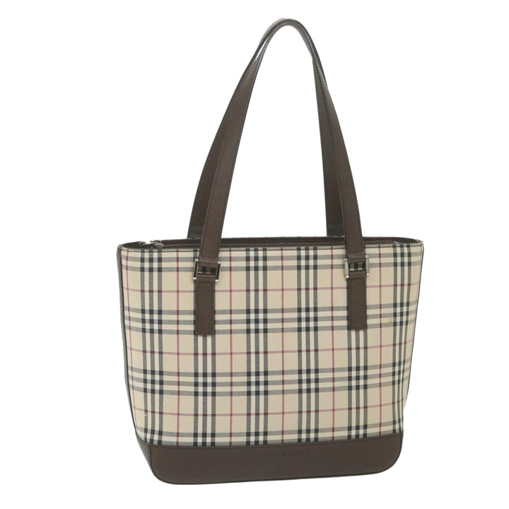 Burberry Nova Check Tote Bag Nylon Beige Auth 59816
