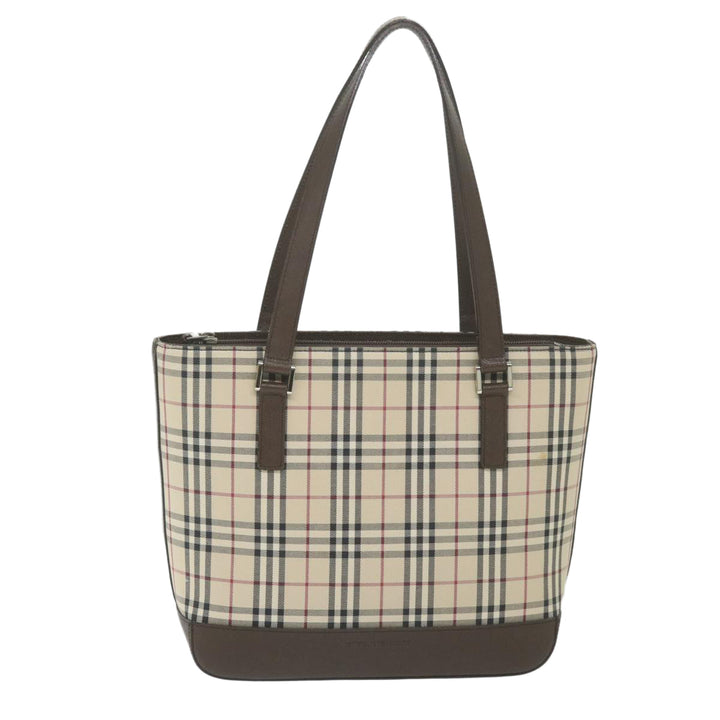 Burberry Nova Check Tote Bag Nylon Beige Auth 59816
