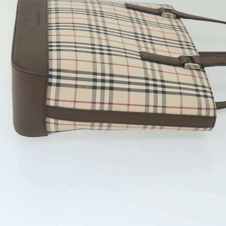Burberry Nova Check Tote Bag Nylon Beige Auth 59816