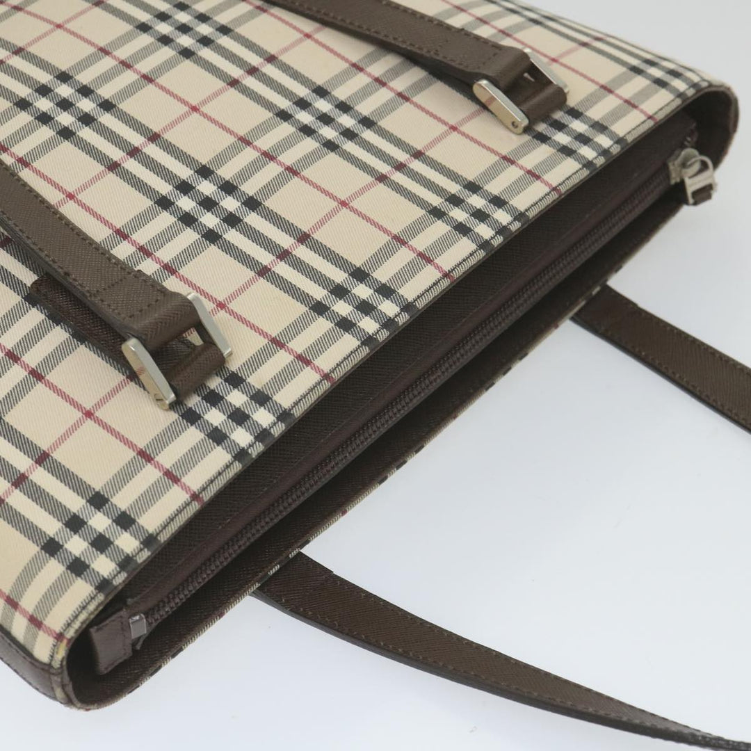 Burberry Nova Check Tote Bag Nylon Beige Auth 59816