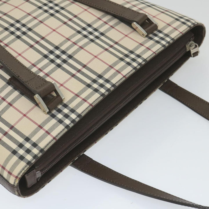 Burberry Nova Check Tote Bag Nylon Beige Auth 59816