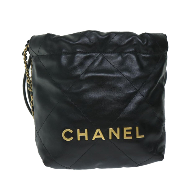 Chanel  22 Chain Hand Bag Leather Black AS3980 CC Auth 59889S
