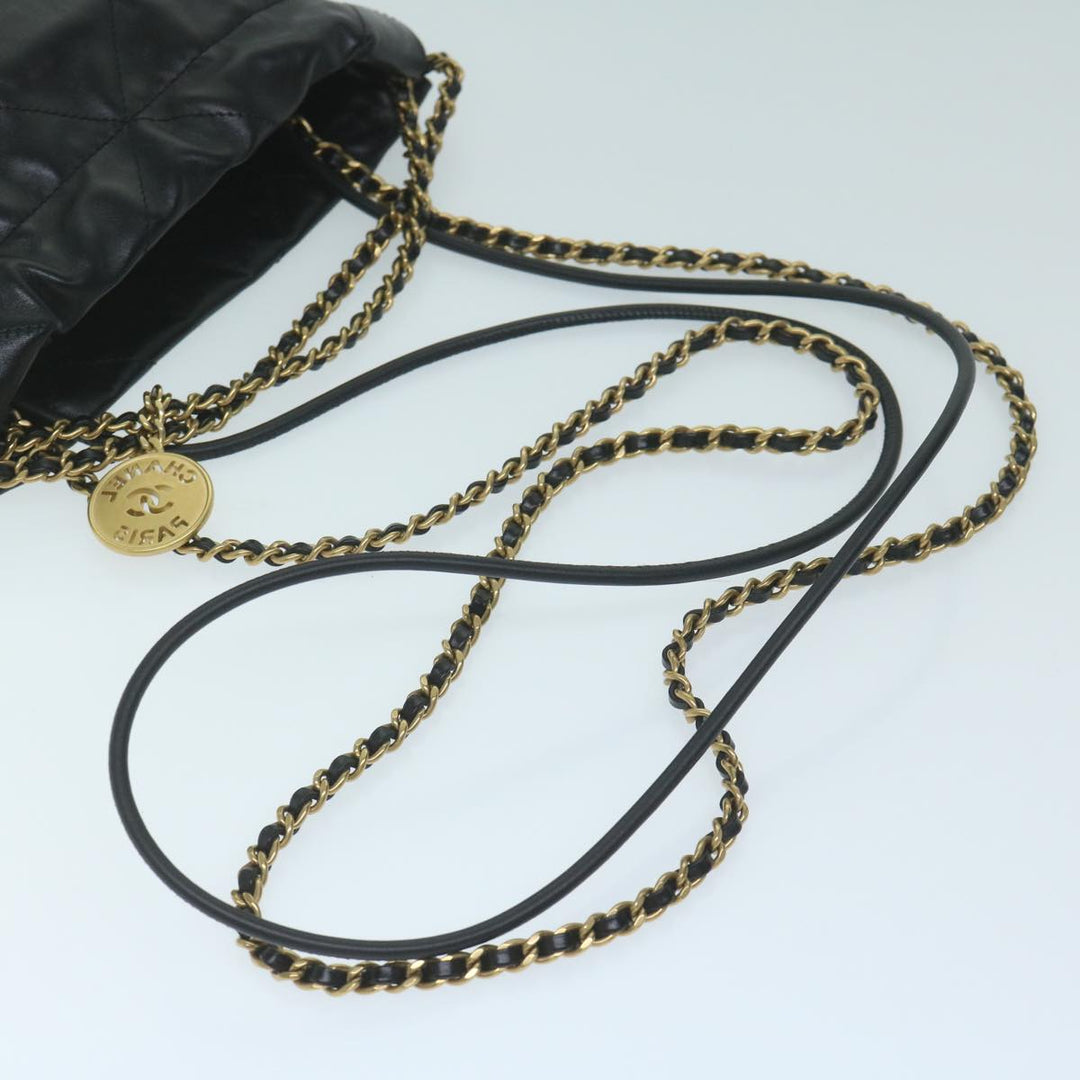 Chanel  22 Chain Hand Bag Leather Black AS3980 CC Auth 59889S