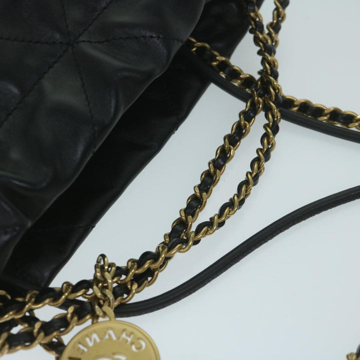 Chanel  22 Chain Hand Bag Leather Black AS3980 CC Auth 59889S