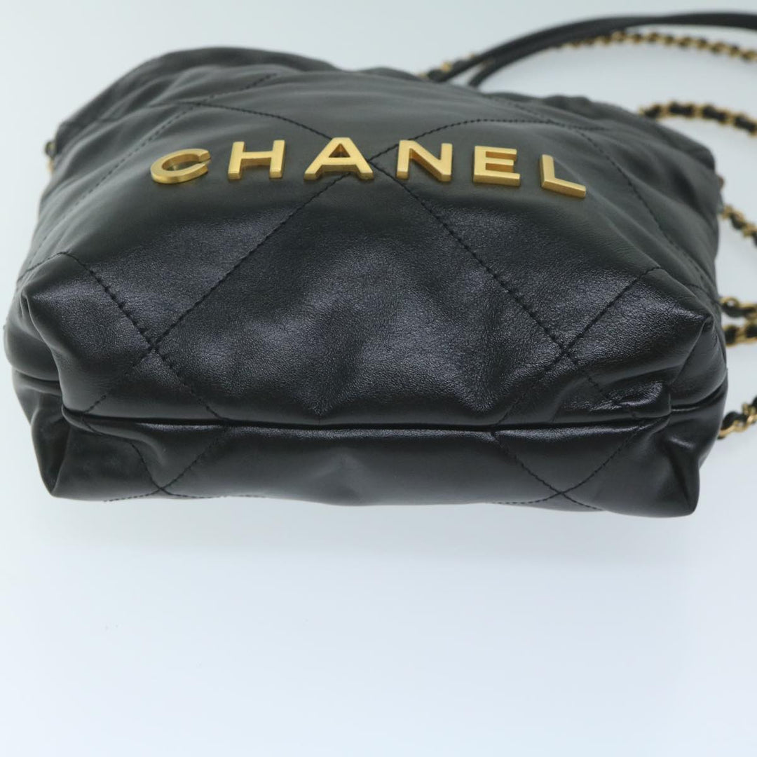 Chanel  22 Chain Hand Bag Leather Black AS3980 CC Auth 59889S
