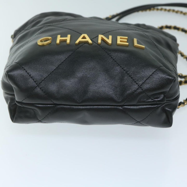 Chanel  22 Chain Hand Bag Leather Black AS3980 CC Auth 59889S