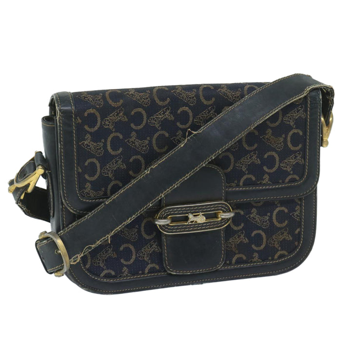 Celine C Macadam Canvas Shoulder Bag Navy Auth 59941