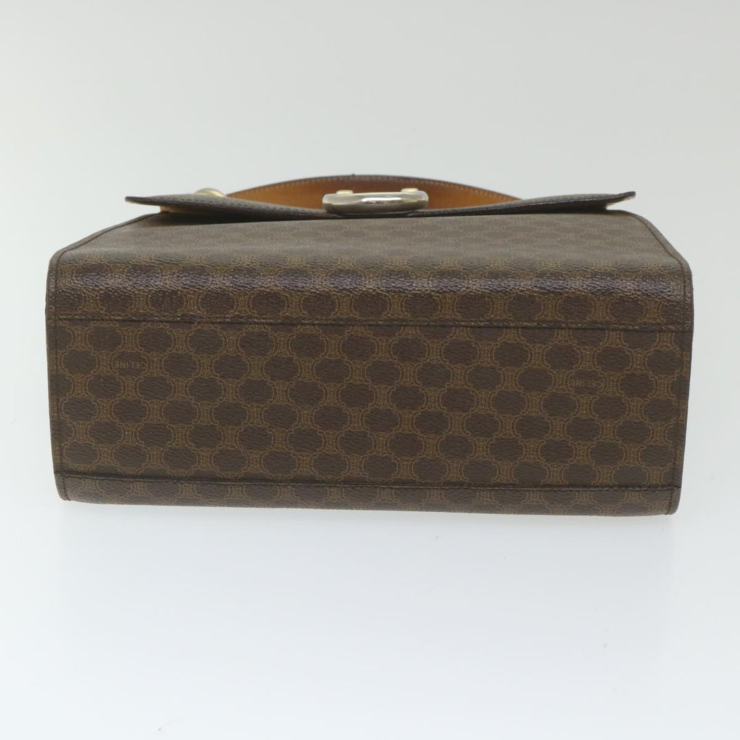 Celine Macadam Canvas Hand Bag PVC Leather Brown  59942