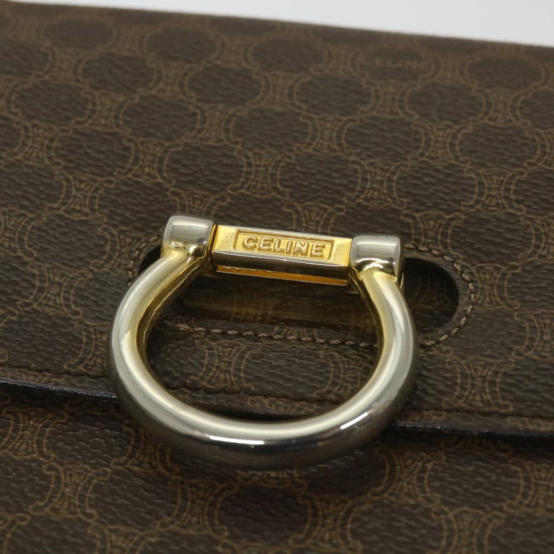 Celine Macadam Canvas Hand Bag PVC Leather Brown  59942