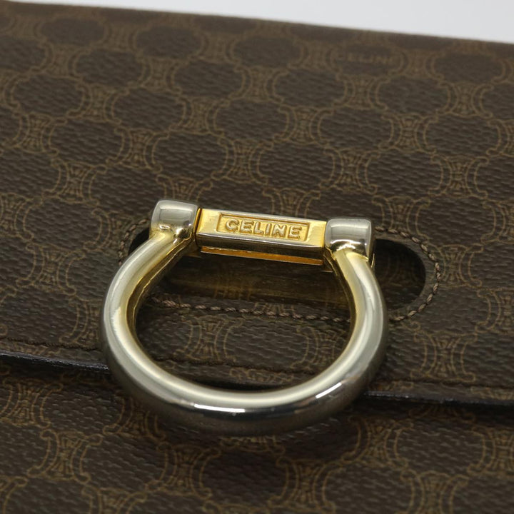 Celine Macadam Canvas Hand Bag PVC Leather Brown  59942