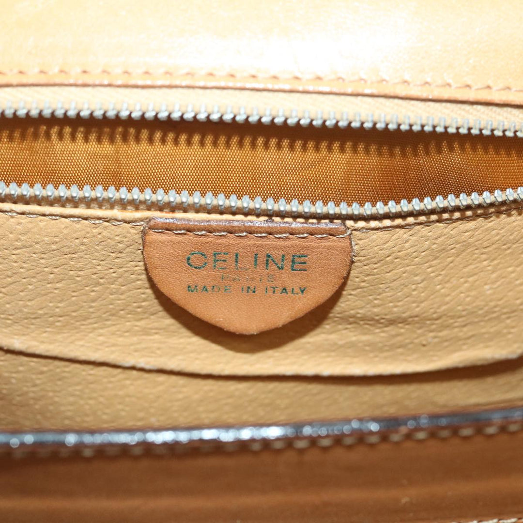 Celine Macadam Canvas Hand Bag PVC Leather Brown  59942