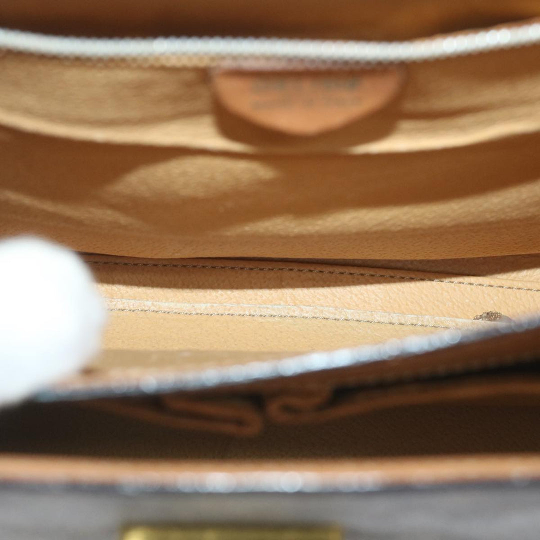 Celine Macadam Canvas Hand Bag PVC Leather Brown  59942
