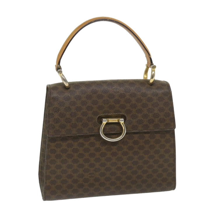 Celine Macadam Canvas Hand Bag PVC Leather Brown  59942