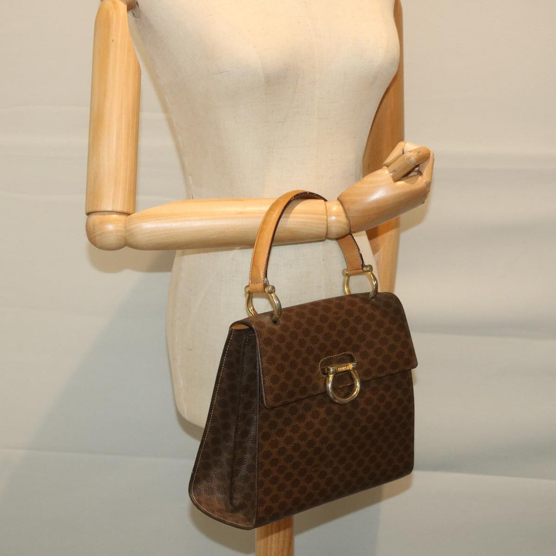 Celine Macadam Canvas Hand Bag PVC Leather Brown  59942