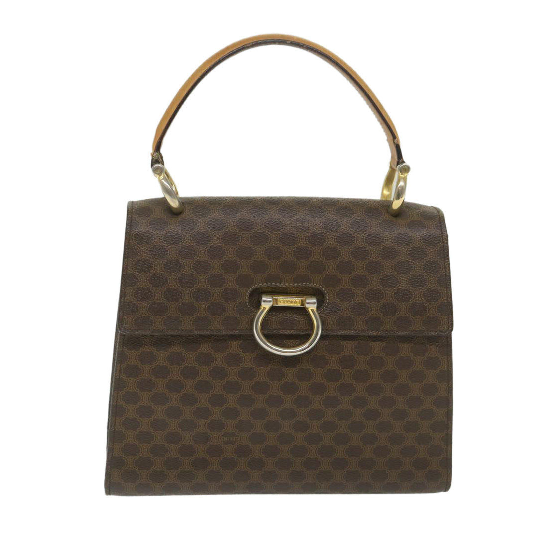 Celine Macadam Canvas Hand Bag PVC Leather Brown  59942