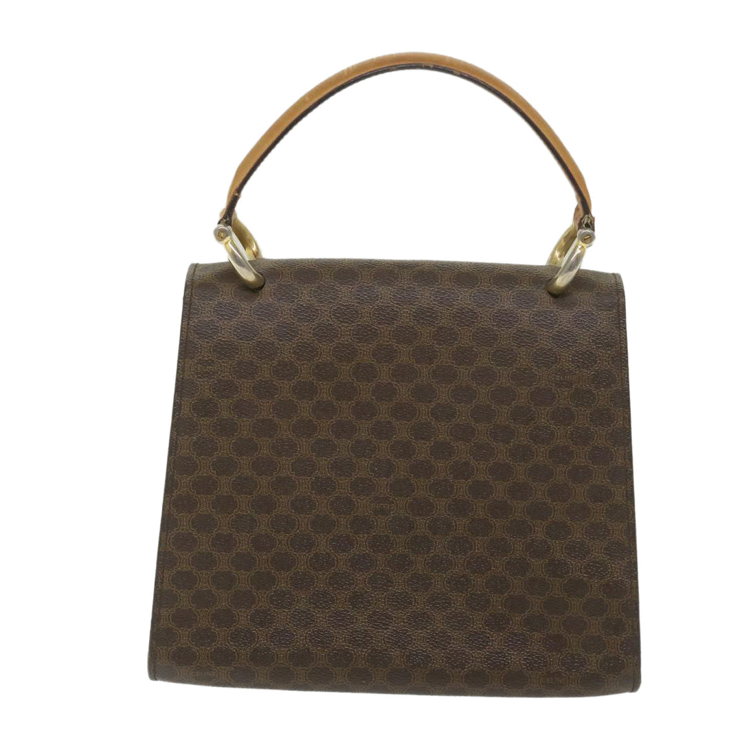 Celine Macadam Canvas Hand Bag PVC Leather Brown  59942