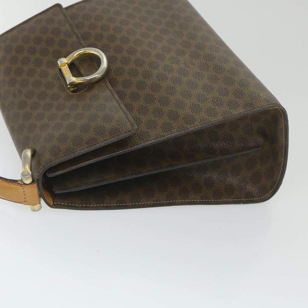 Celine Macadam Canvas Hand Bag PVC Leather Brown  59942