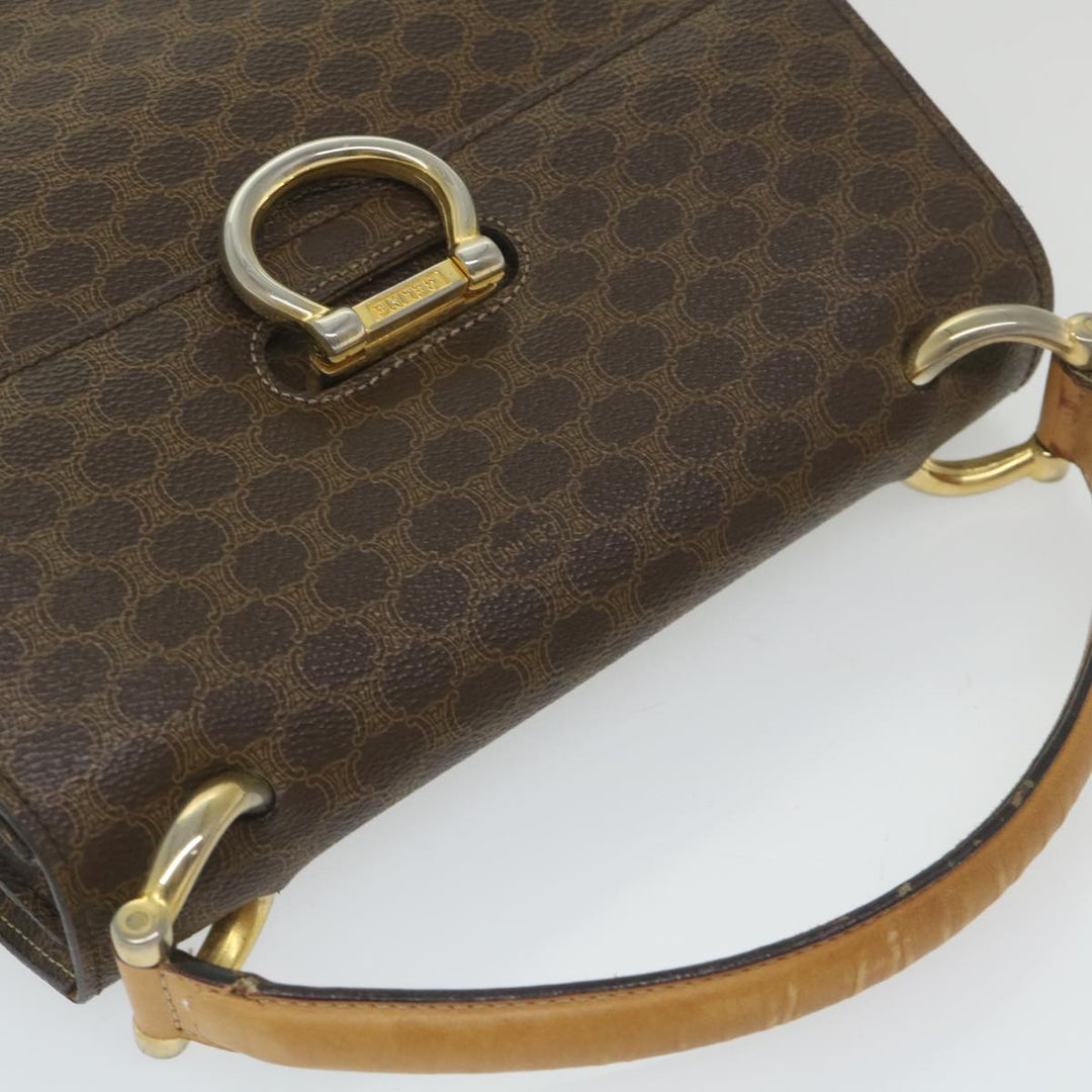 Celine Macadam Canvas Hand Bag PVC Leather Brown  59942