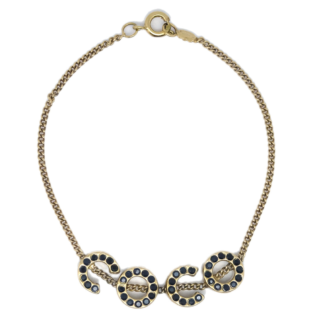 Top Quality Chanel Rhinestone COCO Gold Chain Bracelet 01A