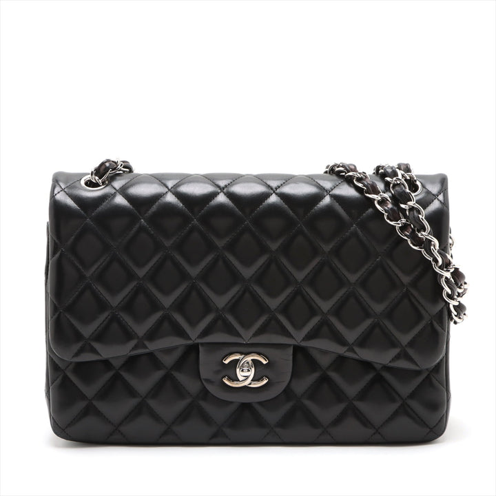 Top Quality Chanel Decamatrasse 30 Double Flap Chain Bag Black Silver Lambskin A58600