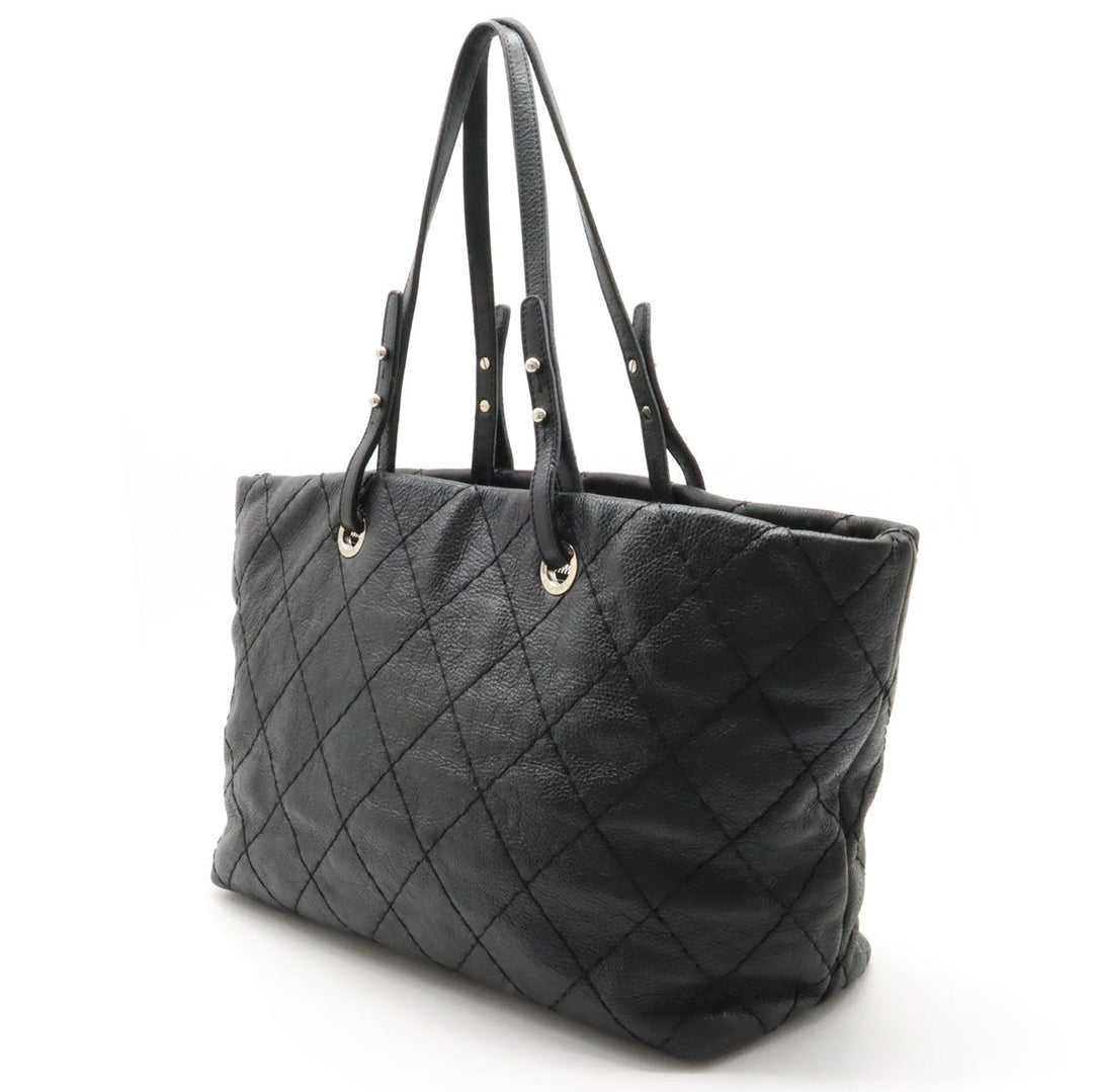 Top Quality Chanel Top Quality Chanel Onza Road Coco Tote Bag Shoulder Bag Shoulder Killing Leather Black Black Silver  A48019