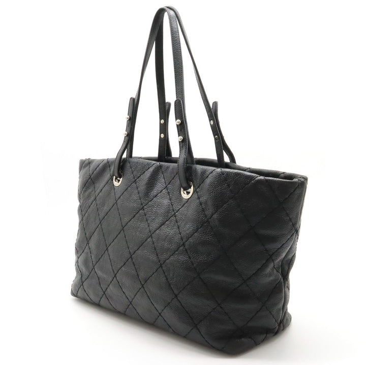 Top Quality Chanel Top Quality Chanel Onza Road Coco Tote Bag Shoulder Bag Shoulder Killing Leather Black Black Silver  A48019
