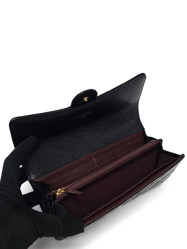 AP0241 Caviar Skin Gold Logo Classic Flap Long Wallet Chanel