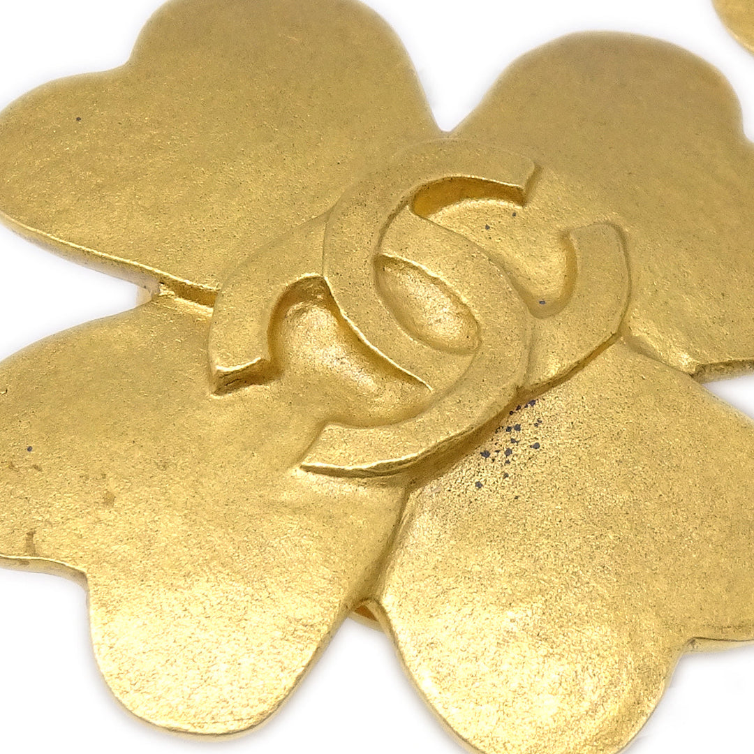 Top Quality Chanel Clover Earrings Clip-On Gold 95P
